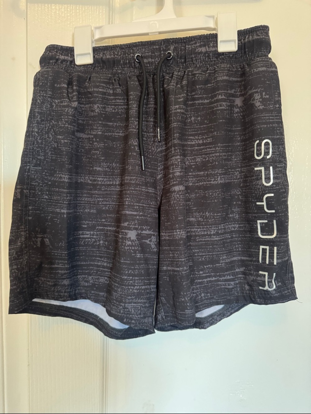 Spyder Men’s Black Athletic Shorts with Subtle Gray Pattern